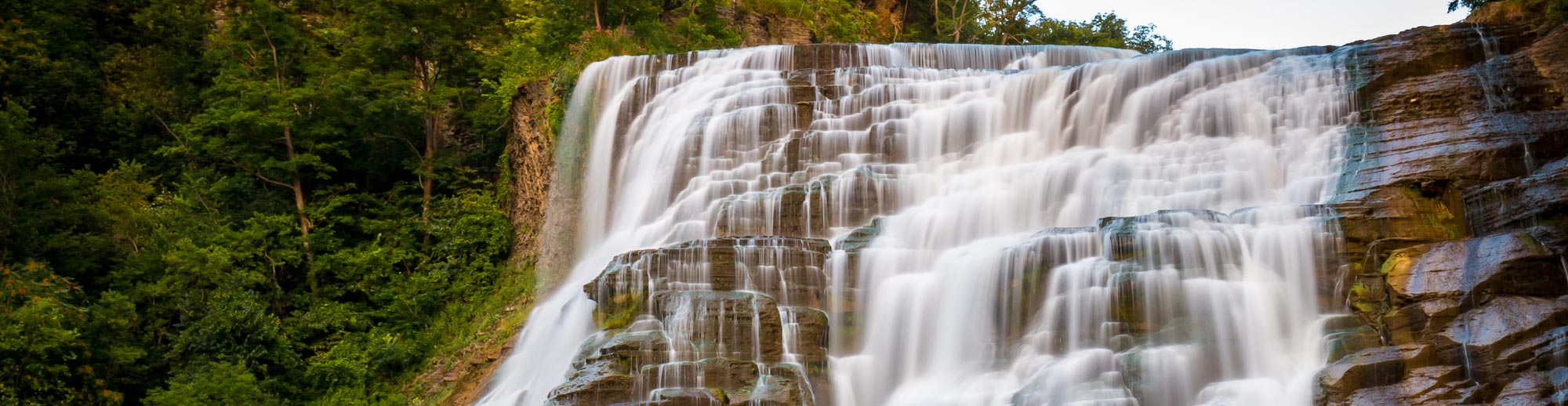 full color stock photo of the top half of Ithaca Falls